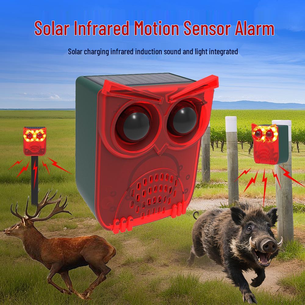 Solar Infrared Animal Repeller with Sound & Light Alarm for Farms and Orchards