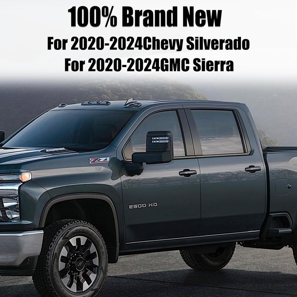 Rückspiegelabdeckung Kappe Passend für 2020-2024 Chevy Silverado GMC Sierra 2500HD 3500HD Außenspiegelabdeckungen Dekorative Zierleisten (Schwarz)