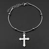 Catholic Cross Pendant Bracelet For Women Men Stainless Steel Gold Silver Color Adjustable Beads Hand Chain Amullet Jewelry Gift