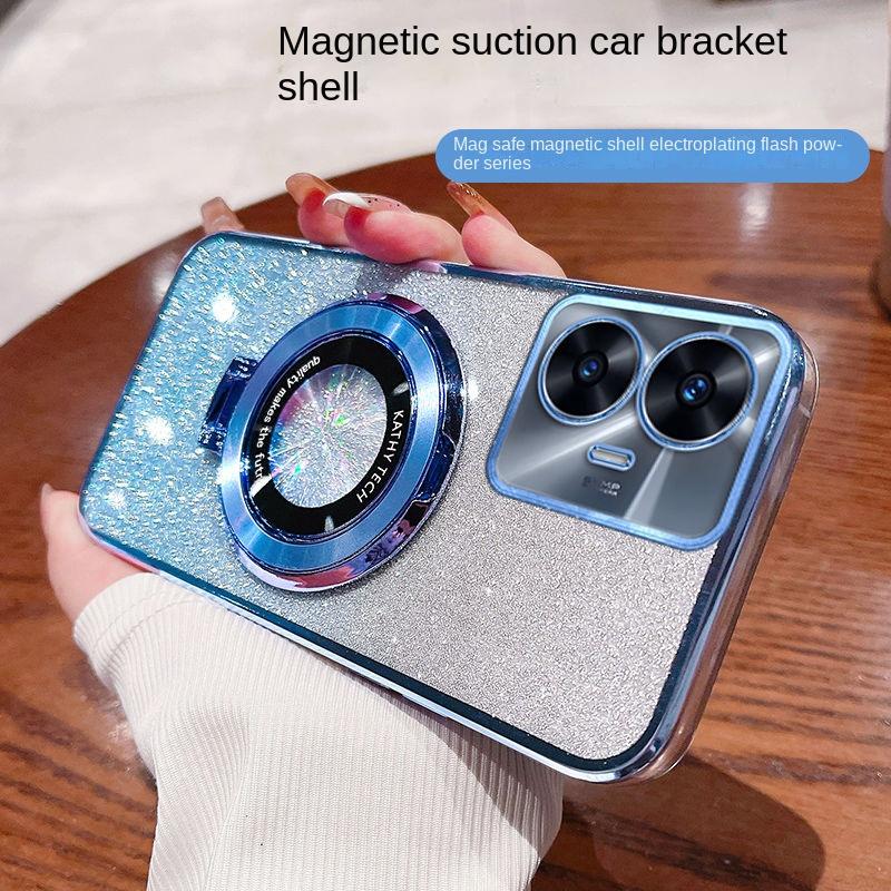 Pro OPPO Realme C55 C53 C51C35 C33 C31 C30 Pouzdro Měkké Bling Třpytivé S Kroužkem Magnetický Ochranný Kryt Pro Realme C21Y C25Y C20 C11