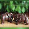 Fortion Elephant Figurines Craft Carved Natural Wooden Mineral Crystal Mini Animals Statue For Decor Chakra Healing W9V7