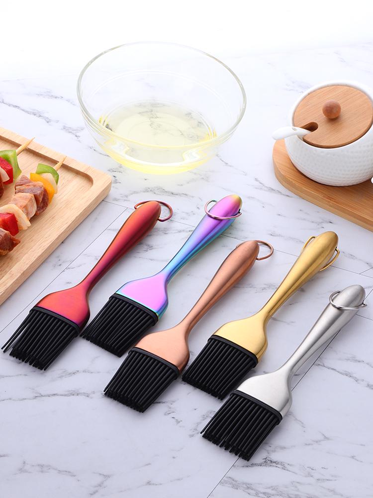Stainless Steel Silicone Kitchen Oil Brush for Pancakes & BBQ – Shed-Free Design