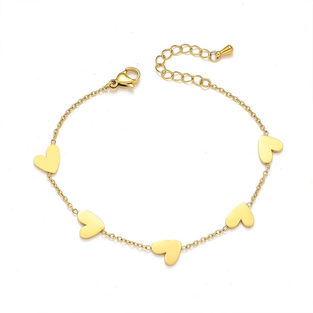 Elegant Heart-Shaped Titanium Steel Bracelet for Women - 18K Gold, Durable, Versatile Design, Resilient Peached Heart Jewelry.