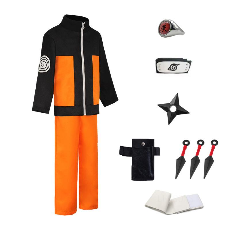 Anime Shippuden Ninja Uniform Uzumaki Costumes Set Jacket Pants Kids Adults Halloween Party Cosplay Costume