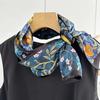 Bysifa|New Blue Yellow Long 100% Mulberry Silk Scarf Headband Spring Summer Fashion Floral Silk Ribbons Scarves Floulard Printed