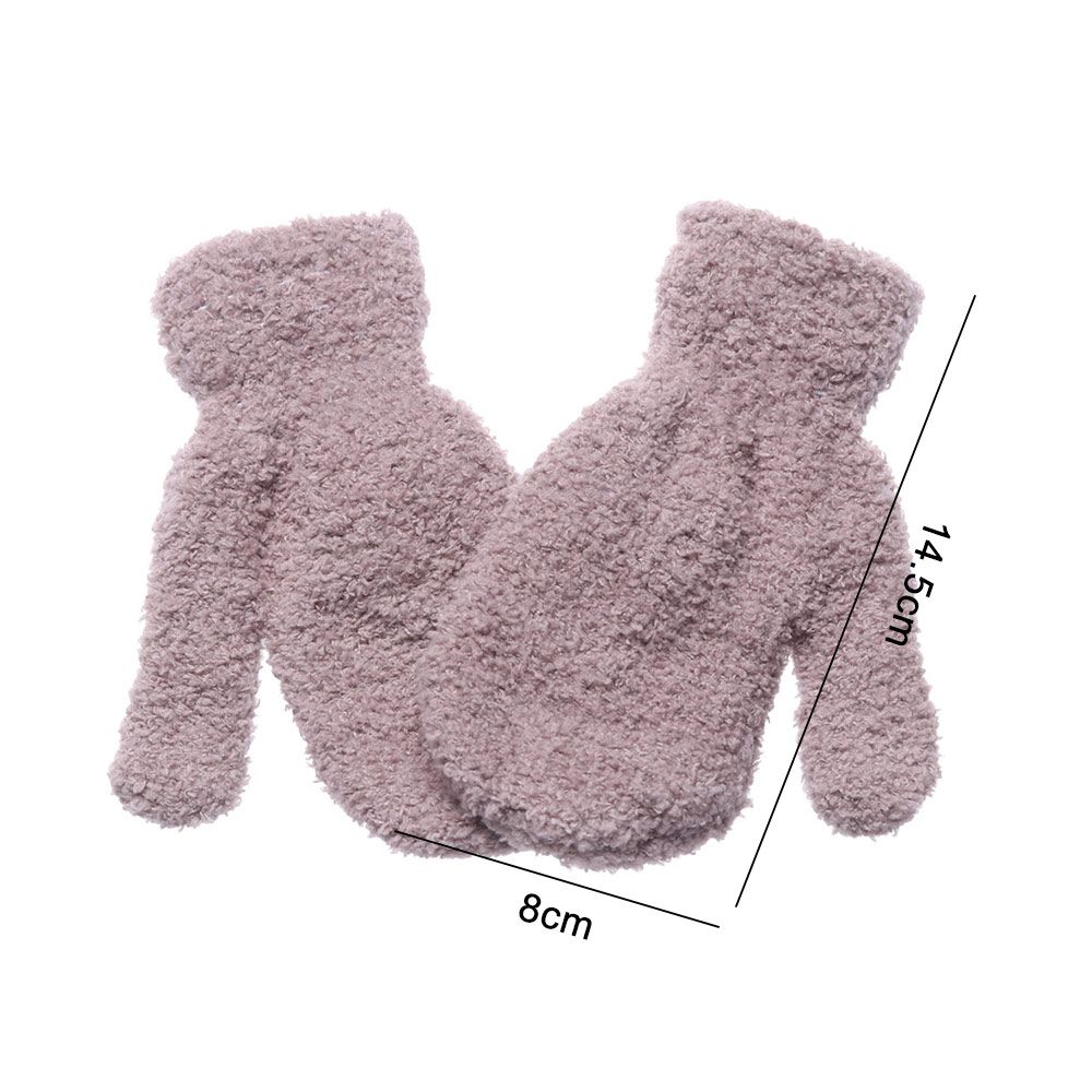 Hot Sale Winter Soft Warm Baby Lovely Full Fingers Kids Gloves Coral Plush Mittens Candy Color