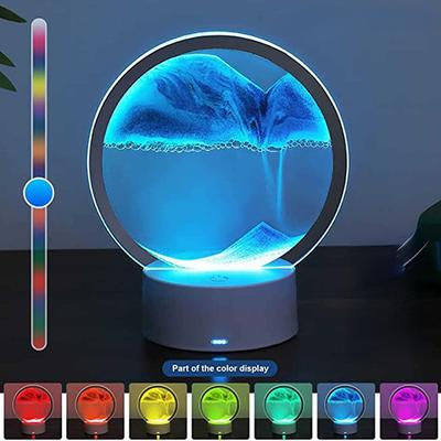 USB LED RGB písková lampa Pohybující se pískové umělecké noční světlo se 7 barvami světlo přesýpacích hodin 3D pohyblivý pískový umělecký stůl