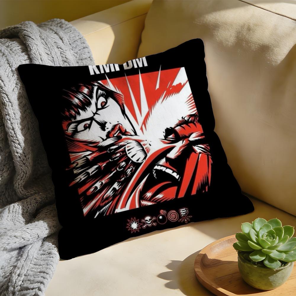

KMFDM Band Cushion Cover Washed Linen Soft Breathable Decorative Case For Sofa Home Pillow Cover 30x30cm
