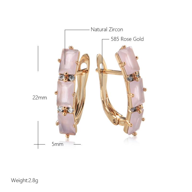 New Emerald Square Cut Drop Earrings For Women Luxury Natural Zircon With  Rose Gold Color Fashion Wedding Jewelry