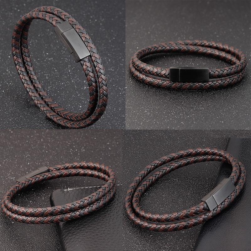 Special Luxury Style Leather Combination Splicing Men's Leather Bracelet Three Colors DIY Size New Year's Surprise Gift
