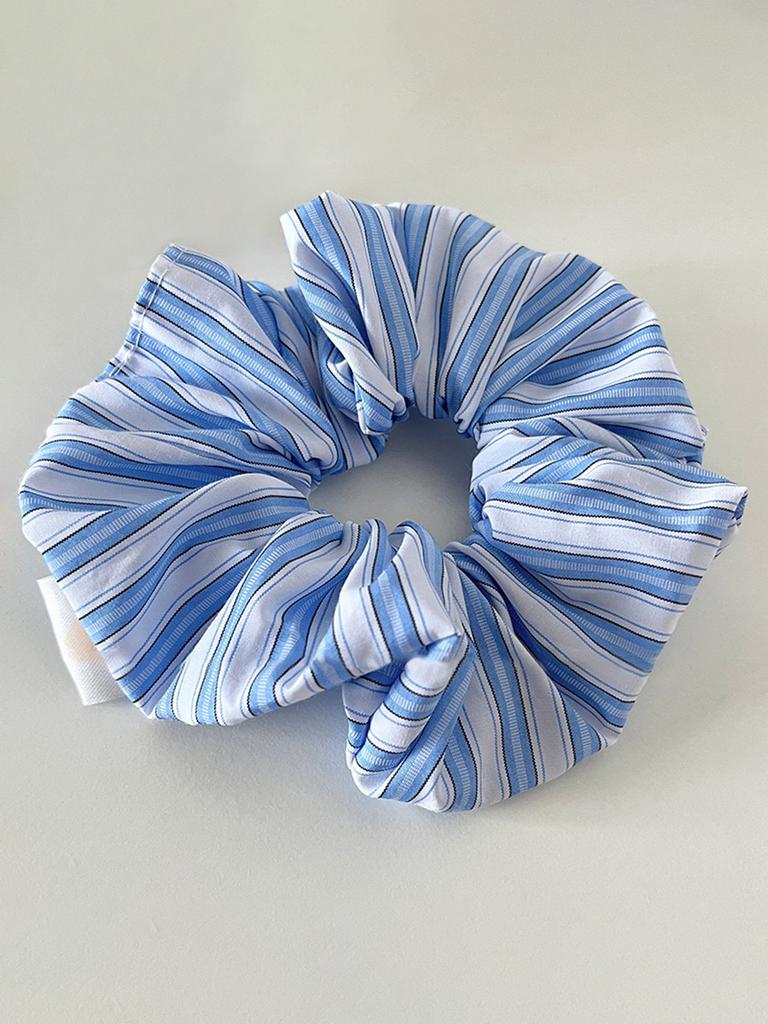 New Scrunchies Striped Blue Color Large Size Hair Ties Fresh Sweet Elastic Hair Band Women Hair Accessories