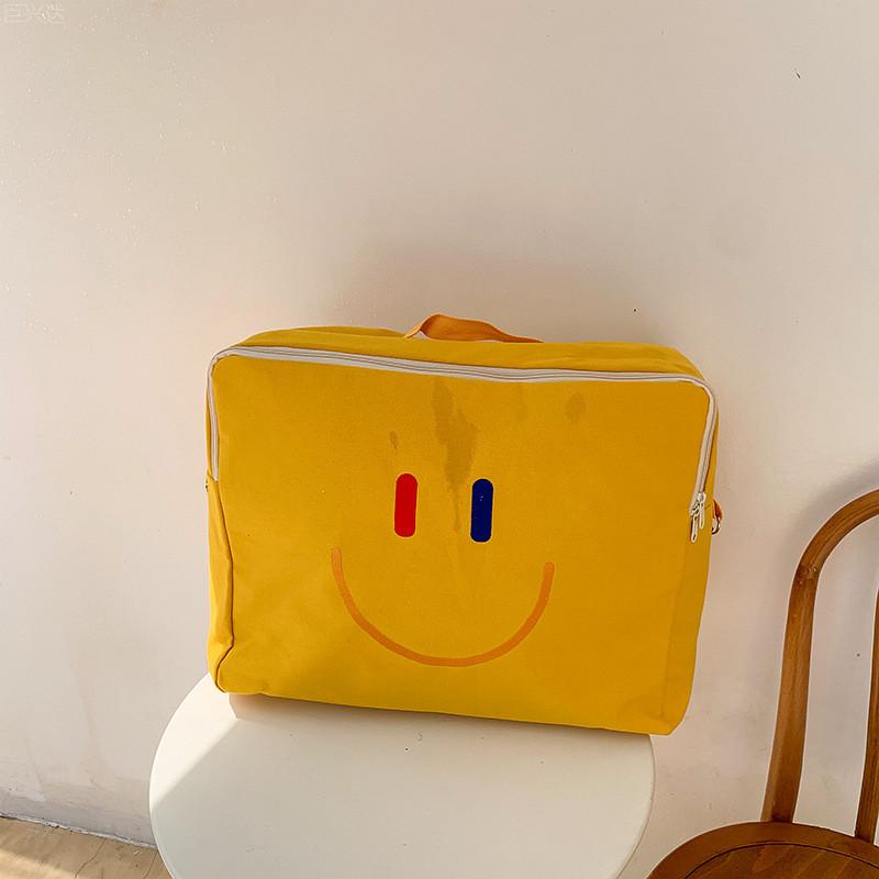 Стильный холщовый рюкзак большой вместимости с корейским смайликом для детей Прочный и модный дизайн жёлтый