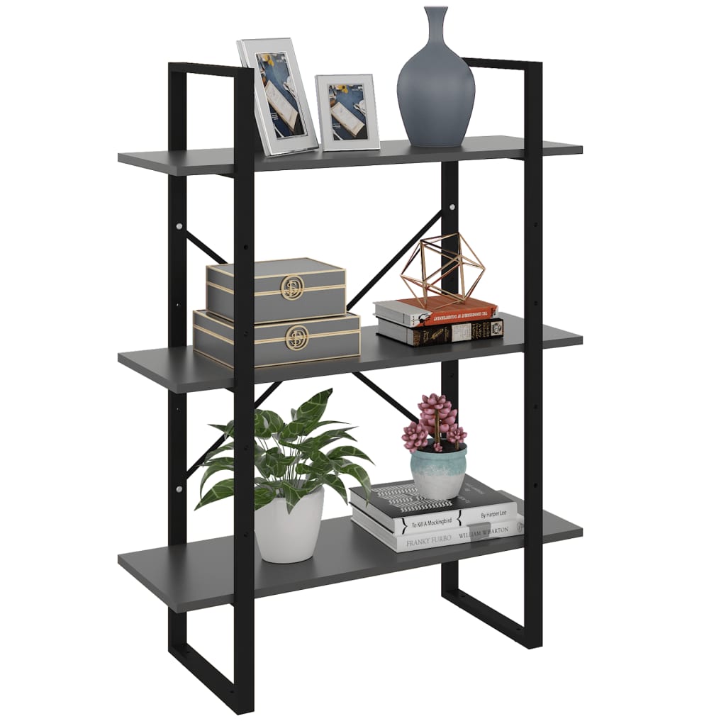 Buy Book Rack Grey 80x30x105cm Chipboard at affordable prices — free ...