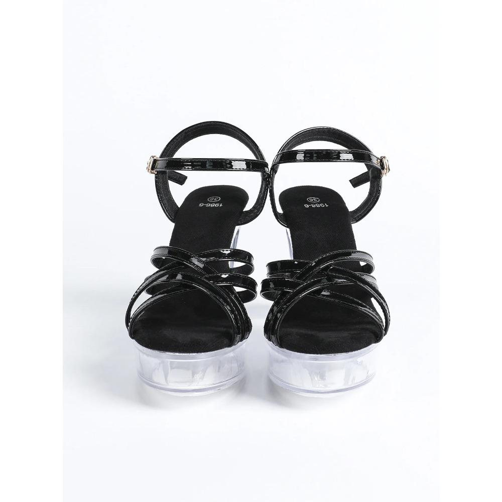 Women's 12cm Clear Chunky Heel Sandals - Platform Style Sexy Transparent Crystal Shoes for Nightclub LFD-19866-5