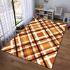 Modern Plaid Pattern Carpet In Brown and Orange, Minimalist Style Rug Suitable for Use As an Anti-slip for Living Room Bedroom Sofas