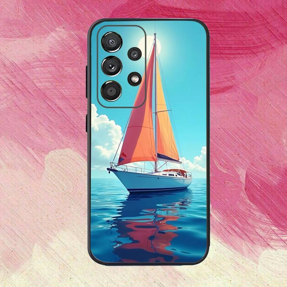 Segelboot S-Schiff Handyhülle Für Samsung S25,S24,S21,S22,S23,S30,Ultra,S20,Plus,Fe,Lite,Note,10,9,5G Schwarzes Cover