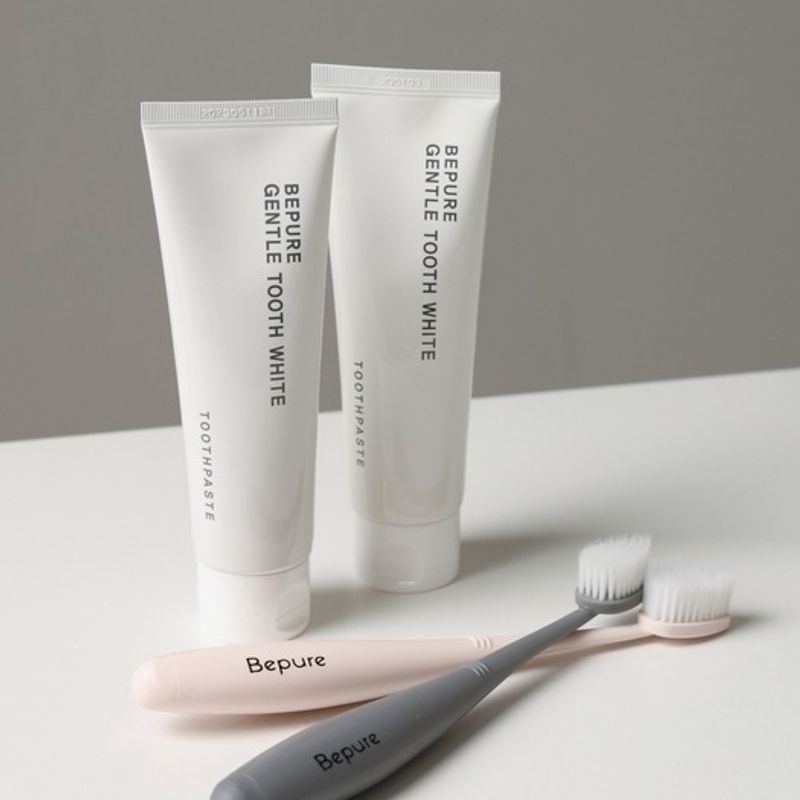 BEPURE Gentle Tooth White 2 pcs + Tooth Brush Basic Hair (1 Pink + 1 Charcoal) Gentle Tooth White 2+Tooth Brush Pink 1+Charcoal 1