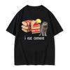I Eat Cement Cursed Cat Funny Meme T Shirt Women's Fashion Humor Short Sleeve T Shirts Male High Quality T-shirt Tops Women