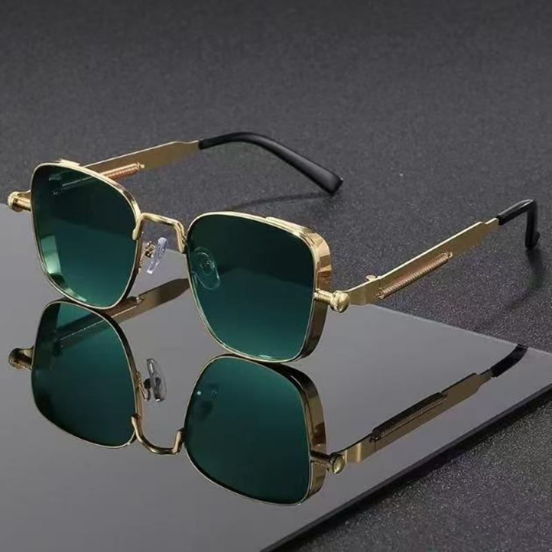 New Square Small Frame Sunglasses Fashionable Men Retro Steampunk Eyeglasses UV400 Driving Sunshade