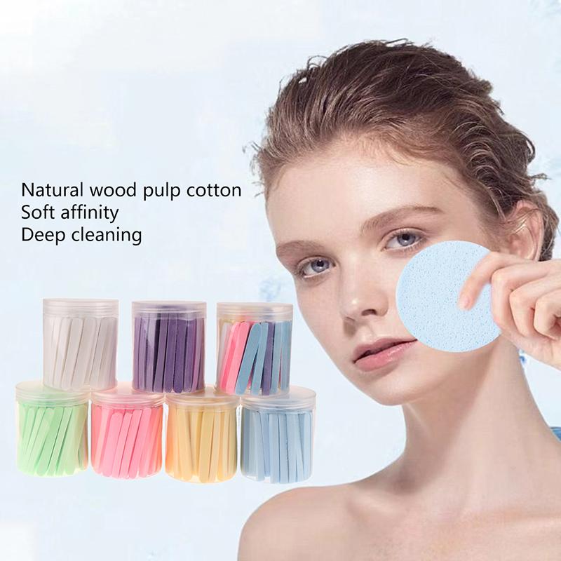 50Pcs Comp1.Ressed Face Wash Wash Face Sponge Clean Face Disposable Powder Puff Face Cleansing Cotton Pad Cleansing Beauty Strip