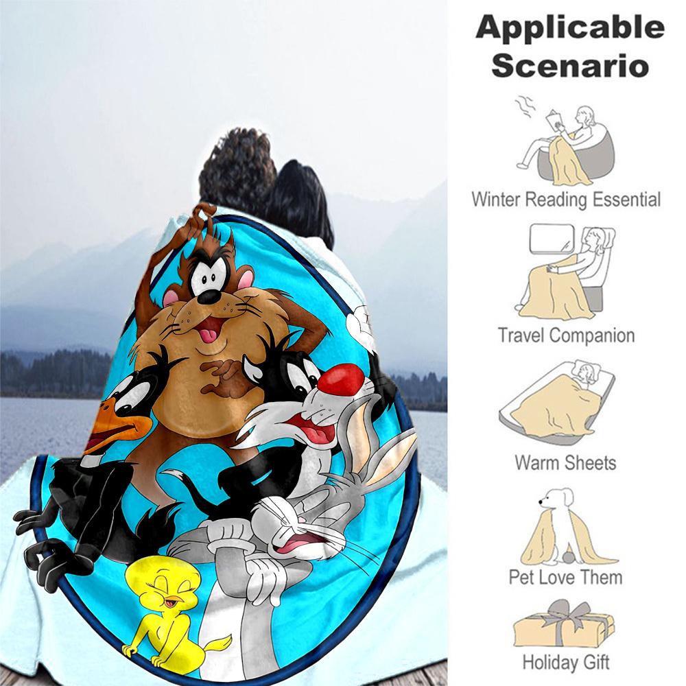 1pc Cartoon charactersOutdoor Flannel Blanket Soft Plush Decor for Picnics, camping,Bedroom, Playroom, or Lunch Breakn1168A