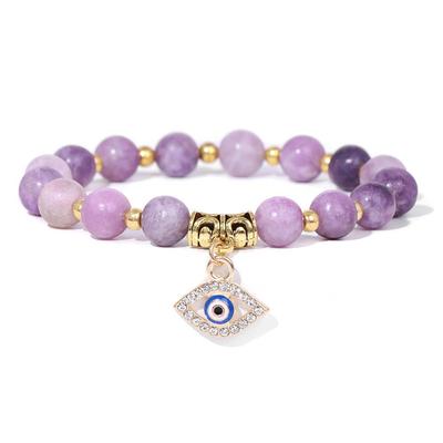 Vysoce kvalitní náramek z korálků z přírodního kamene Léto Ženy Korálky zlaté barvy Náramek s přívěskem Evil Eye Náramky Ženy Léčivá jóga Šperky
