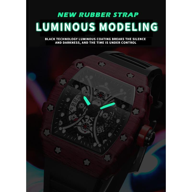 Top Brand Explosive Watch Men's Silicone Wine Barrel Luminous Fashion Sports Watch