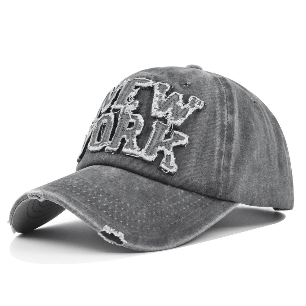 Outdoor gewaschener Denim 3D-Stickung Riss Loch Baseballkappe Individuelle Baseballkappe Sonnenschutz Sonnenschutz Entenschnabelkappe