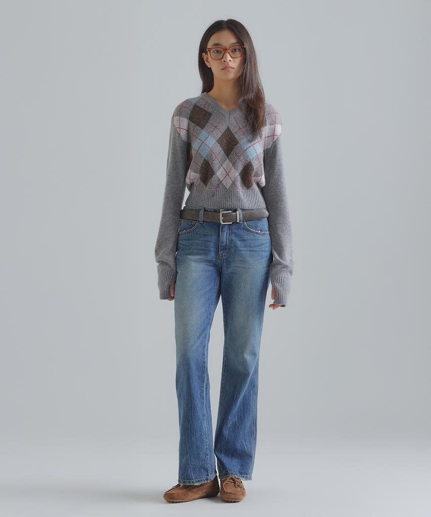 Peulaentigseobiseu Classic Argyle Wool Knit - Grey