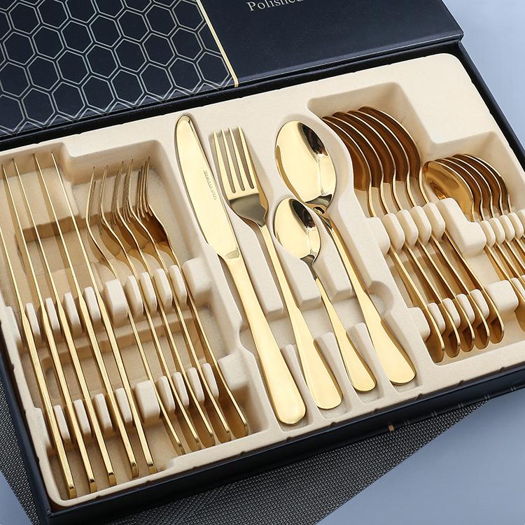 24PCS Stainless Steel Tableware Knife&Fork Spoon