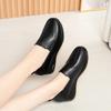 4.5cm Breathable Comfortable Shallow Cutout Soft Leather Shoes Women Loafers 2025 Summer Platform Wedges Shoes for Office Mom