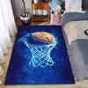 Basketball Hoop Carpet with Fiery Ball Design In Blue Background Suitable for Use As an Anti-slip for Living Room Bedroom Sofas