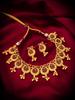 Gold-Plated Maroon Stone-Studded & Beaded Jewellery Set