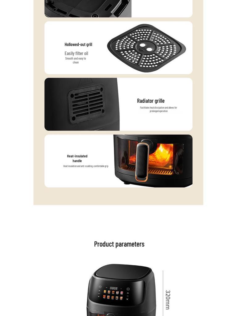 Multifunctional Large-Capacity Electric Air Fryer with Visible Window