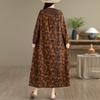 DIMANAF Kobiety Plus Size Jesienna Sukienka z Długim Rękawem Luźna Casualowa Oversize Maxi Vintage Bawełniana Lniana Sukienka w Kwiaty 2025