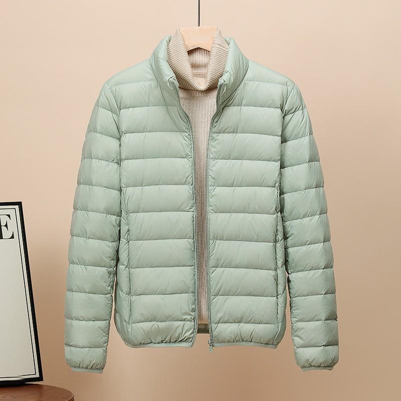 2025 New 90% White Duck Down Stand-up Collar Hooded Down Jacket Women's Short Slim-fit Large-size Winter Coat