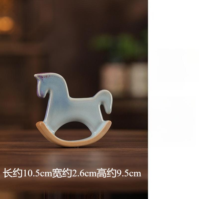 Ceramic Rocking Horse Cute Tea Pet Funny Desk Decor Home Office Bookshelf Figurine Creative Housewarming Gift