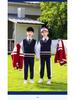 Spring-Autumn Academy-Style Navy Blue Kindergarten & Primary School Baseball Jacket Set