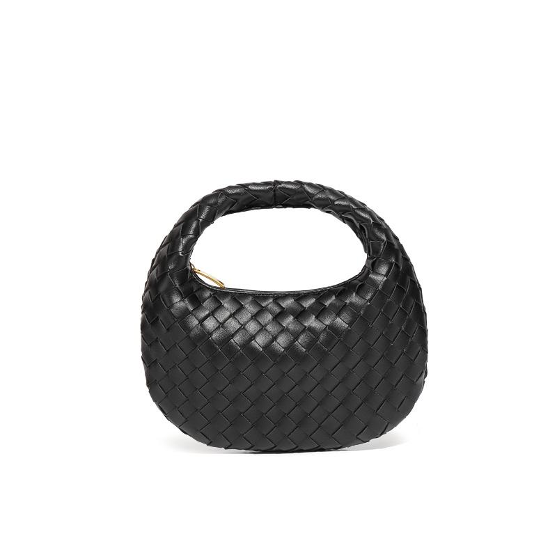 Stylish solid color hand-carried women's bag, simple and trendy handwoven bag, shoulder messenger bag.