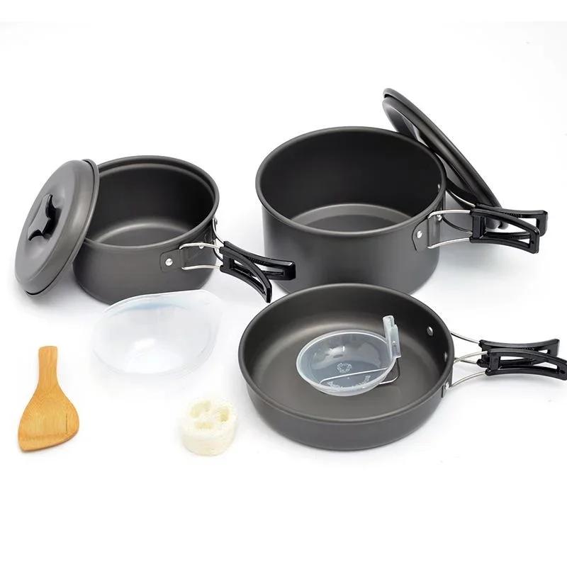 Outdoor Camping Set Pot Tea Pot Set Meal Tableware Combination Portable Picnic Cookware Combination Hiking Picnic and BBQ Tools