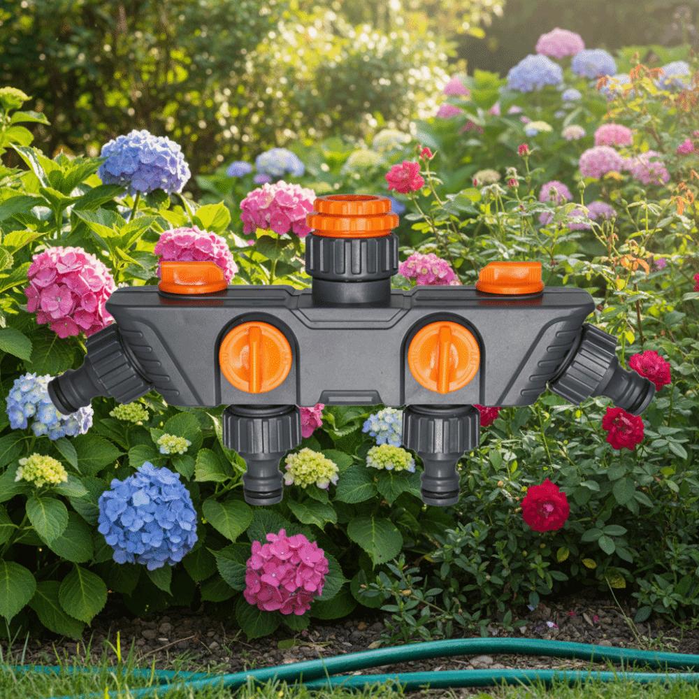 Four Independent Switches Hose Diverter Faucet Hose Connector One In Four Out  Outdoor Watering