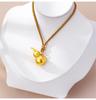 Retro Vietnamese Gold Gourd Necklace with Zircon Inlay - Versatile Pendant Chain for Men and Women