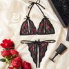 New Women Sexy Lingerie No-pad Wire Free Bra Panties Set Cute Bow Ultrathin Lace Underwear Erotic  Outfits For Pretty Girls