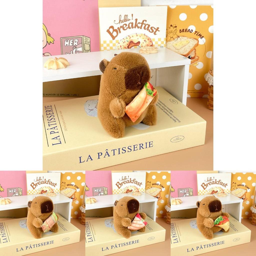 Stuffed Capybara Plush Toy Animal Food Doll Key Chain Car Decorations Gifts
