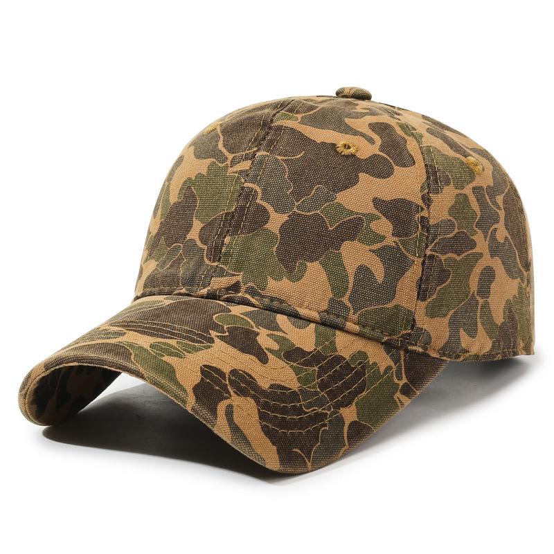 Gewaschene Kappe Outdoor Camouflage Baseballkappe für Herren und Damen Vielseitige Mode Weiches Oberteil Sonnenschutzkappe