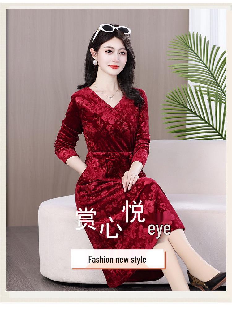 Chinese Style Long Sleeve Slimming Dress with Pockets - 2026 Autumn Collection