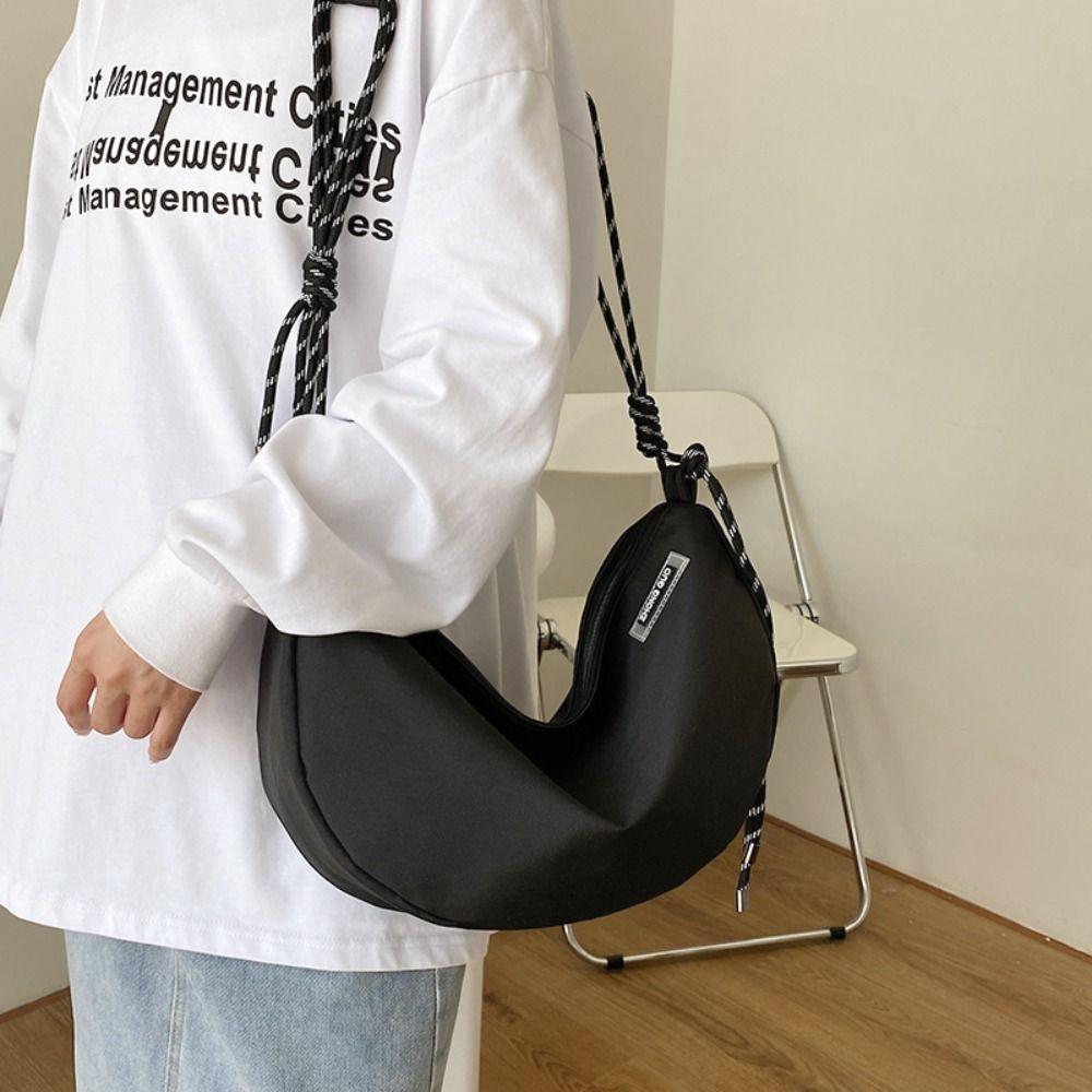 Casual Nylon Crossbody Bag Solid Color Shoulder Bag Simple Messenger Bag  Outdoor
