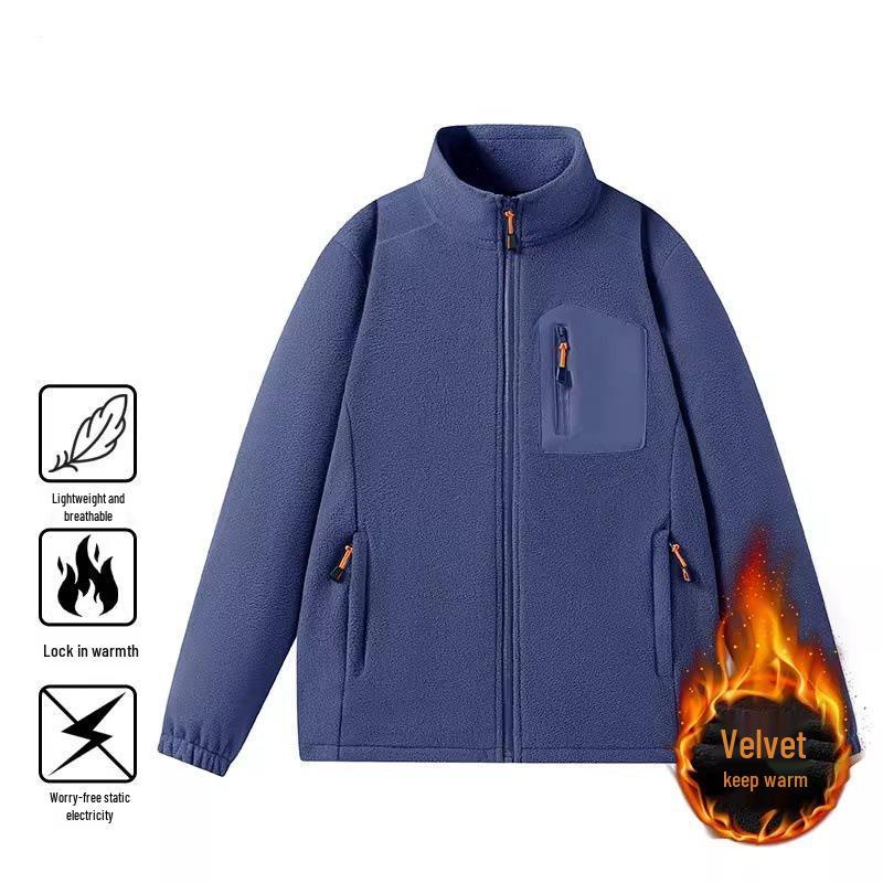 2025 Men's Windproof Fleece Jacket, Thickened Stand Collar, Warm Lining, Customizable and Available for Group Purchase