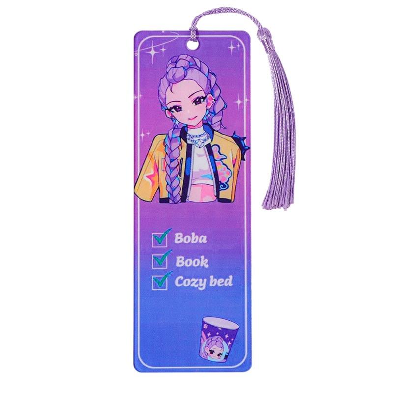 Kpop Demon Hunters Acrylic Bookmarks with Tassels - Colorful Idol & Cartoon Designs, Durable Page Markers for Kpop Fans