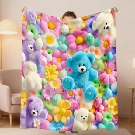 Halloween blanket Cartoon printed bear blanket Animation peripheral blanket Sofa blanket
